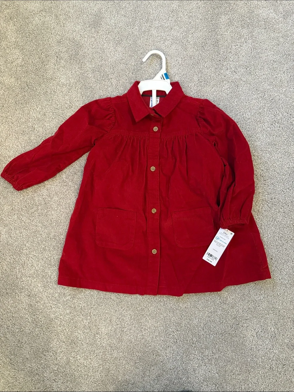 Carter's Red Corduroy Button-Front Girls Dress